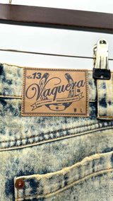 Vaquera Distressed Maxi Denim Skirt