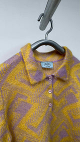 PRADA Geometric Mohair Oversized Knit Polo Sweater