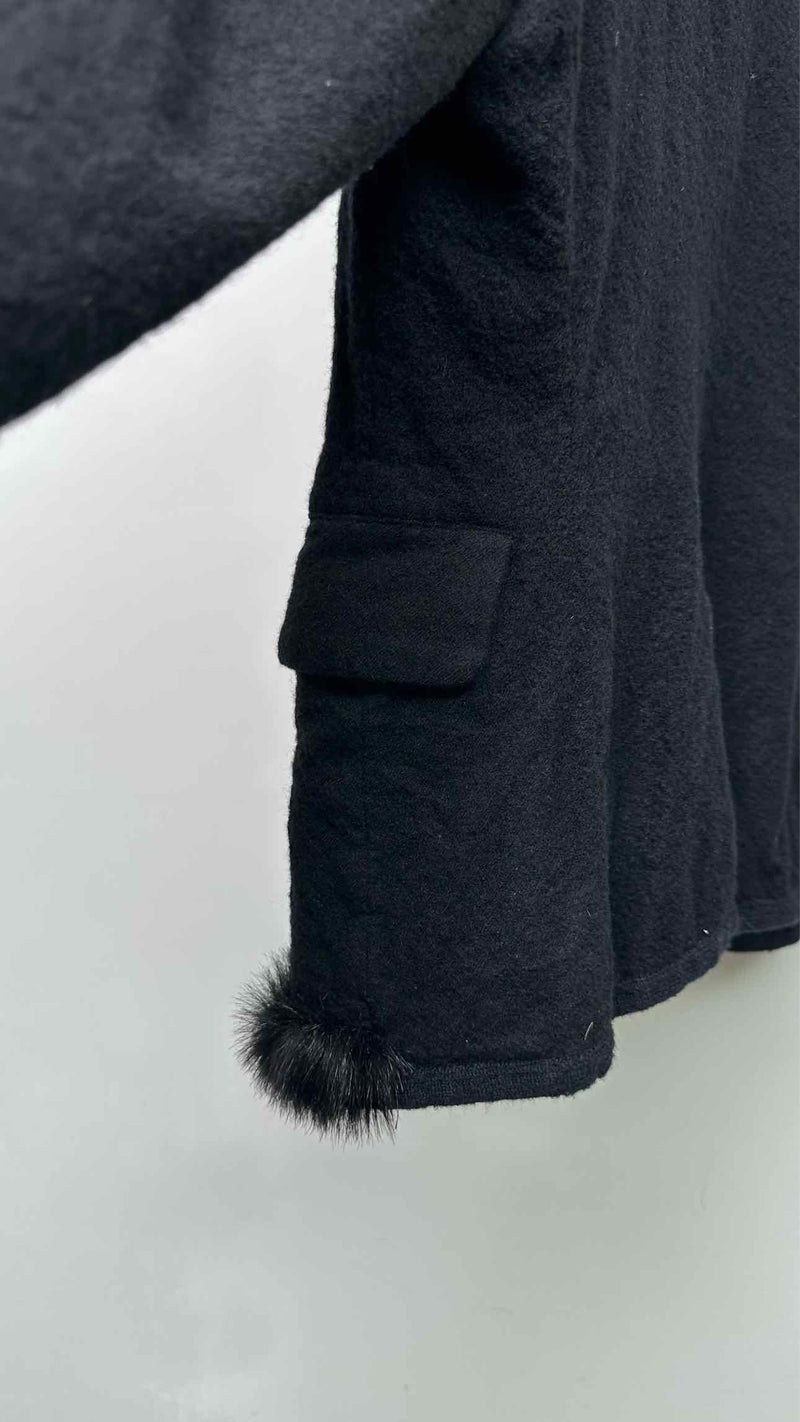 Black Comme Des Garçons Faux-Fur Wool Jacket