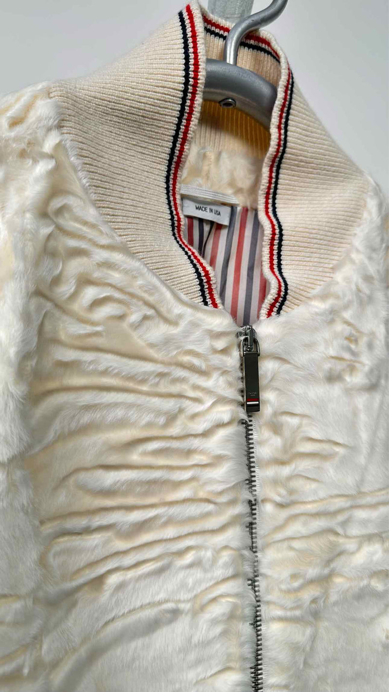 Thom Browne Karakul Letaher Varsity Jacket