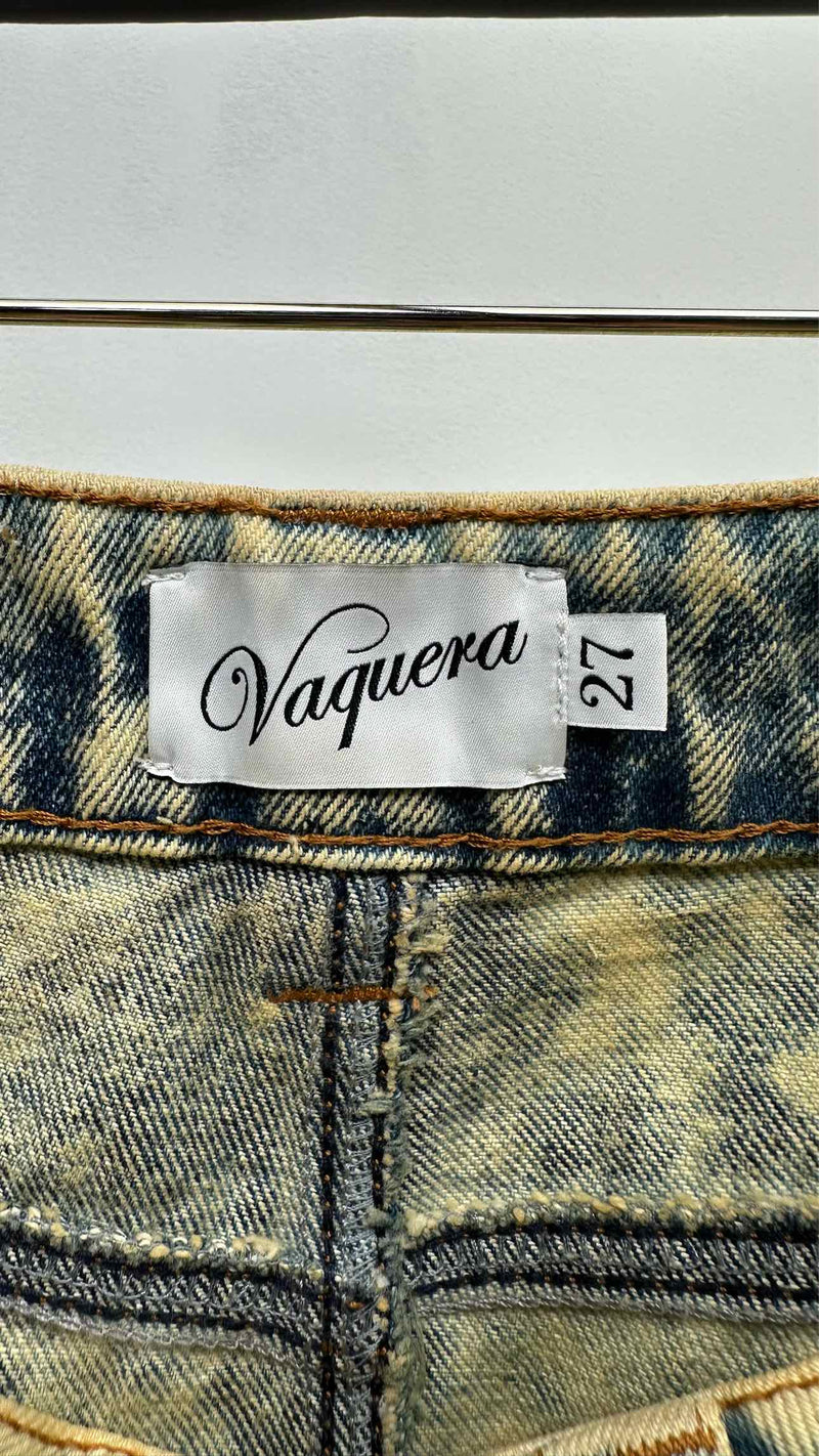 Vaquera Distressed Maxi Denim Skirt