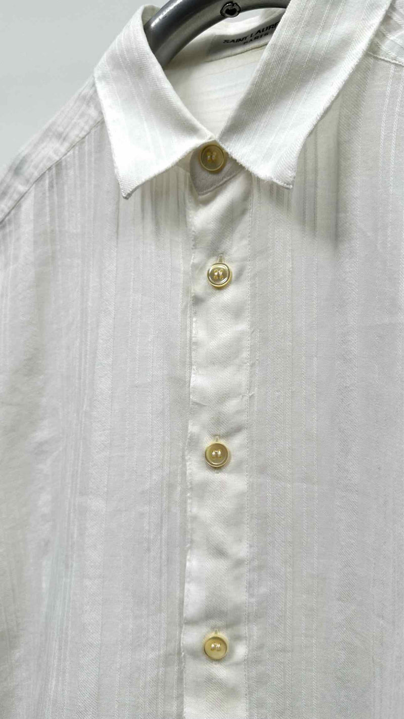 Saint Laurent S/S Raw-end Stripe Sheer Shirt