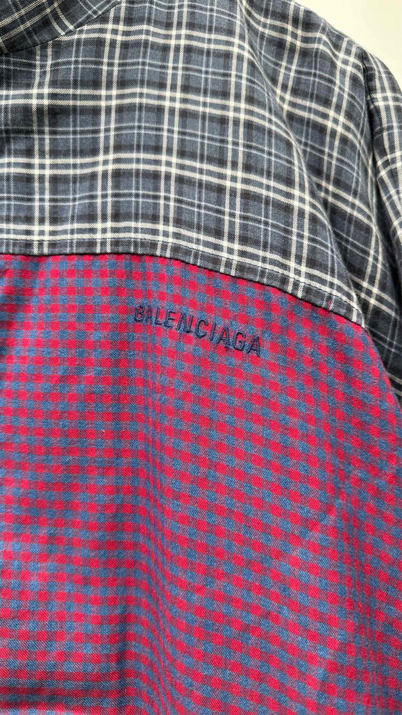 Balenciaga Plaid Color-Blocking Jacket