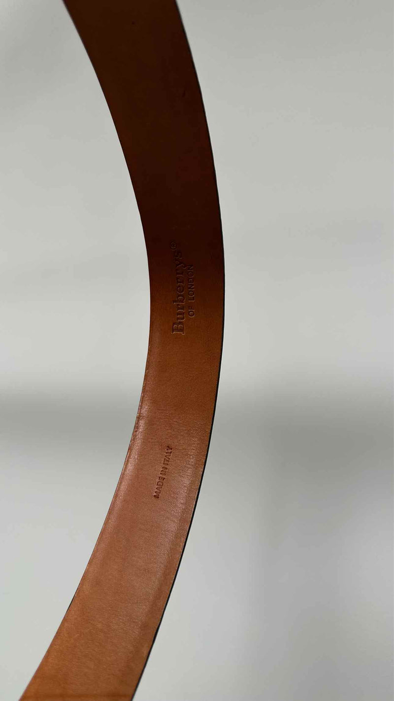 Burberry B-Buckle Croco-Embossed Leather Belt