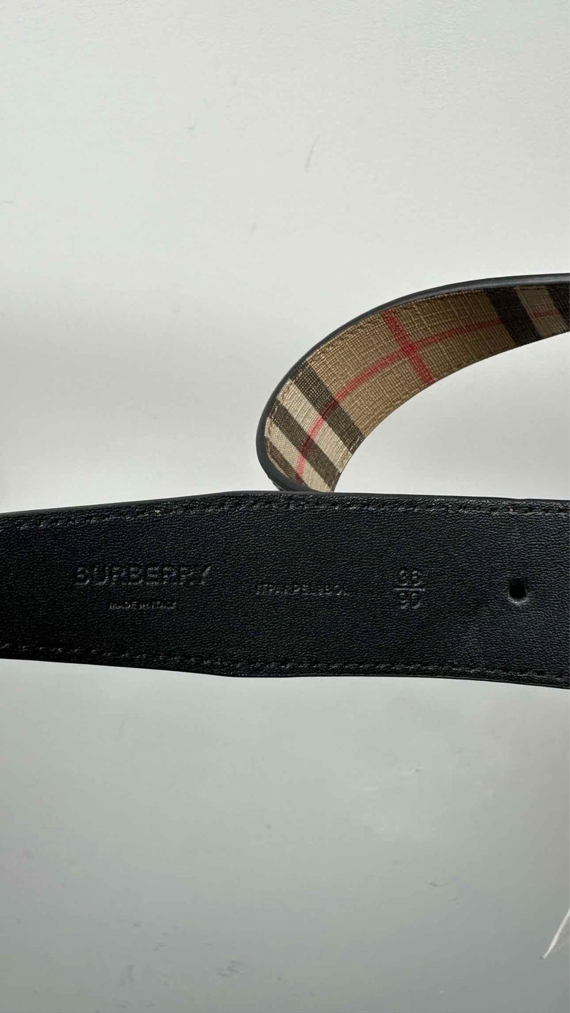 Burberry Reversible Plaid Leather Belt