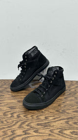 Chanel CC Logo Suede Mesh High-Top Sneakers