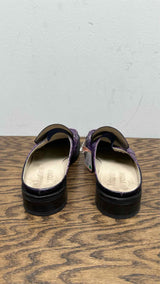 Martin Rose Embossed-leather Square-toe Mules