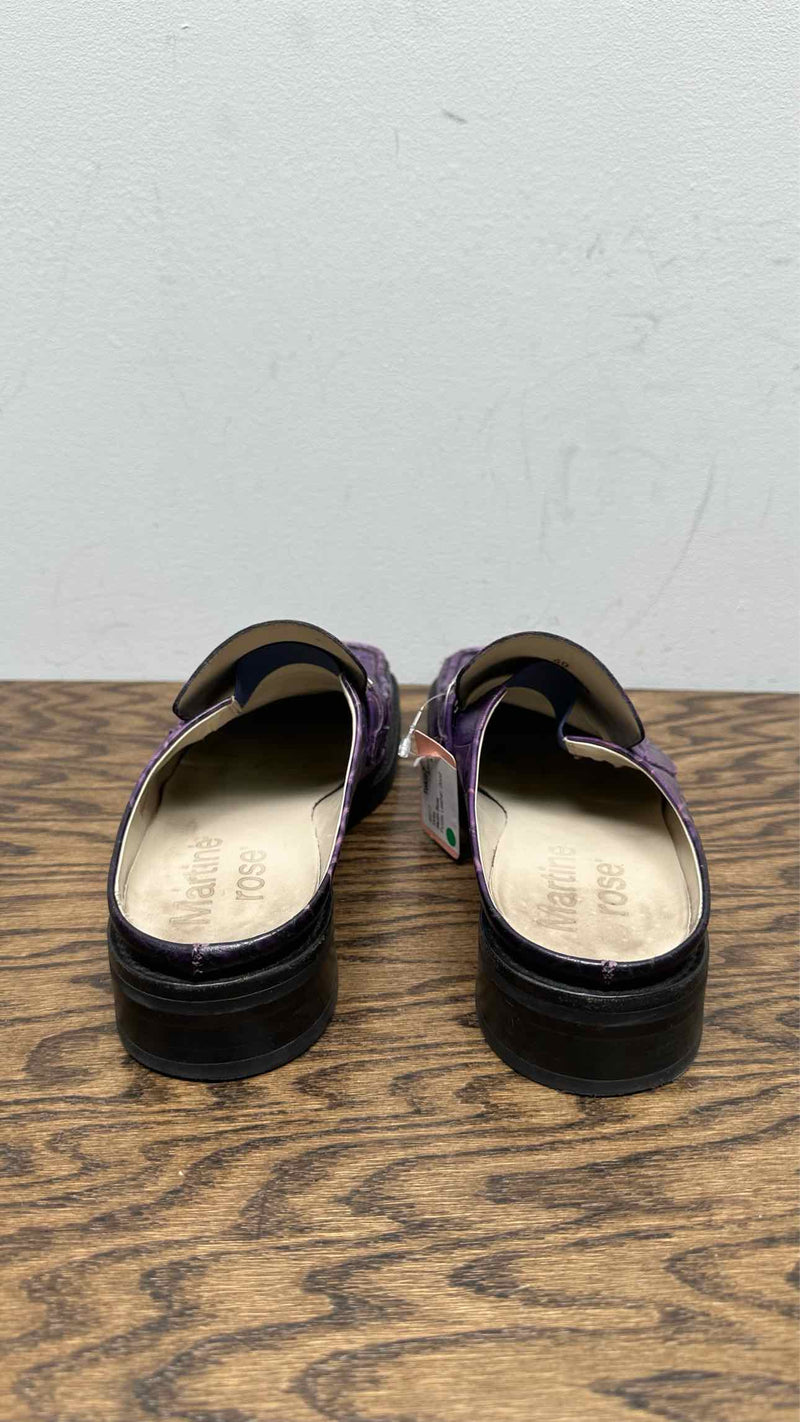 Martin Rose Embossed-leather Square-toe Mules