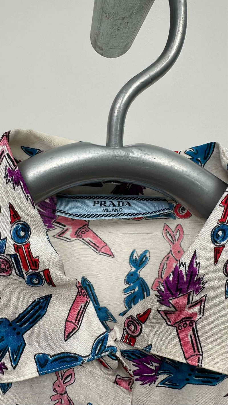 PRADA Rabbit Printed Silk Shirt