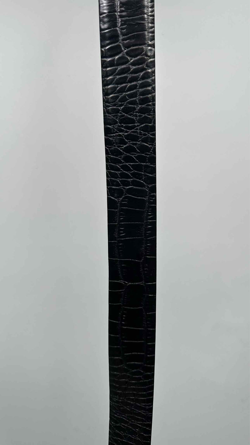 Burberry B-Buckle Croco-Embossed Leather Belt