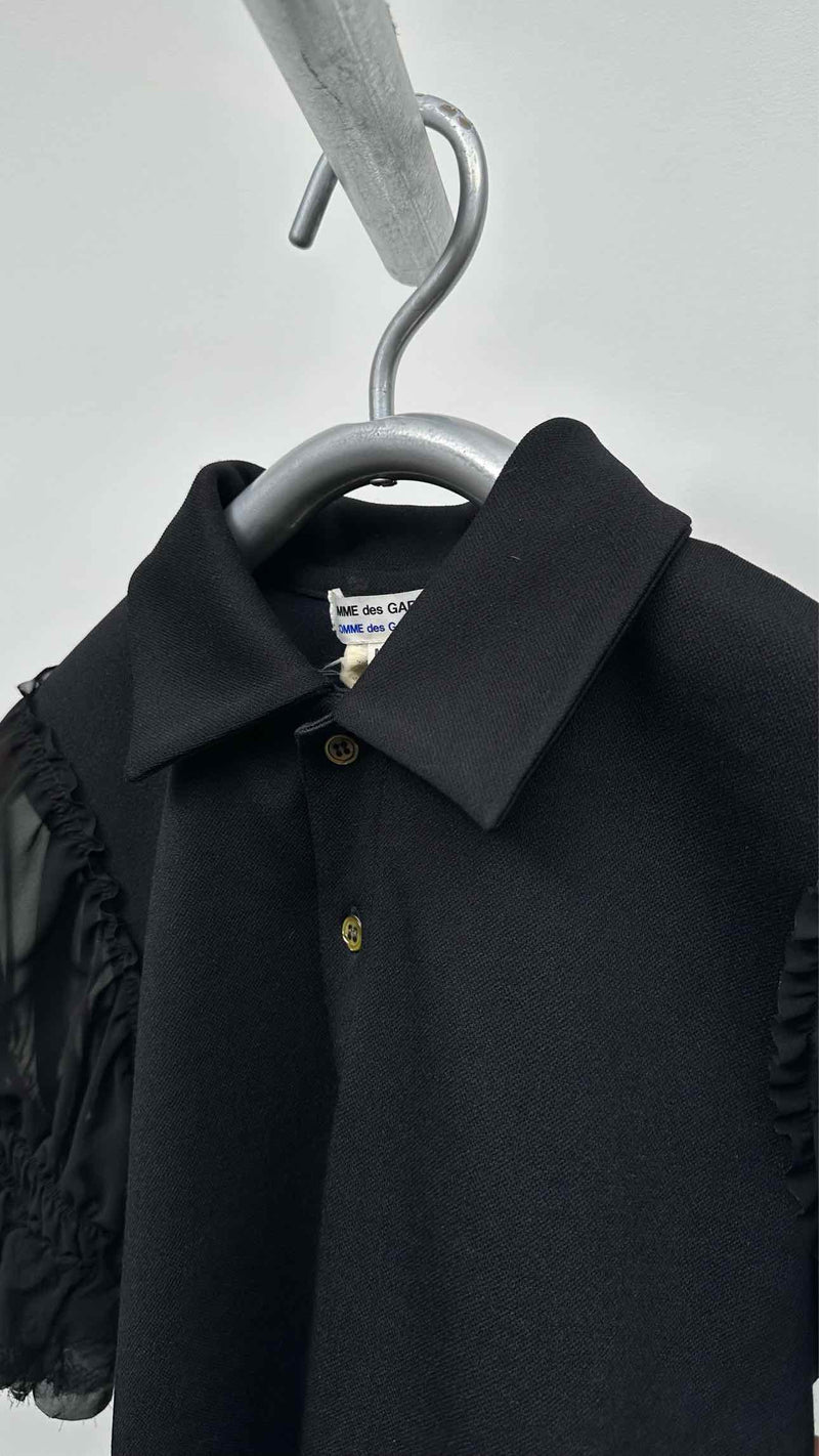 Comme Des Garcons Comme Des Garcons Puff-Mesh-Sleeve Polo Shirt