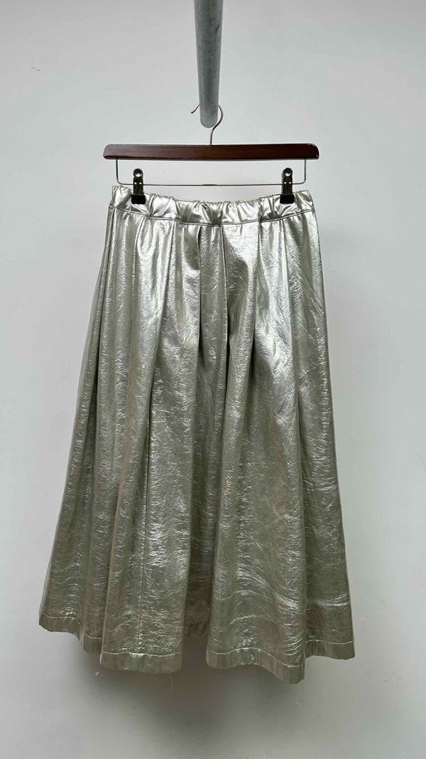 Comme Des Garcons Faux-Leather Pleated Wide Skirt