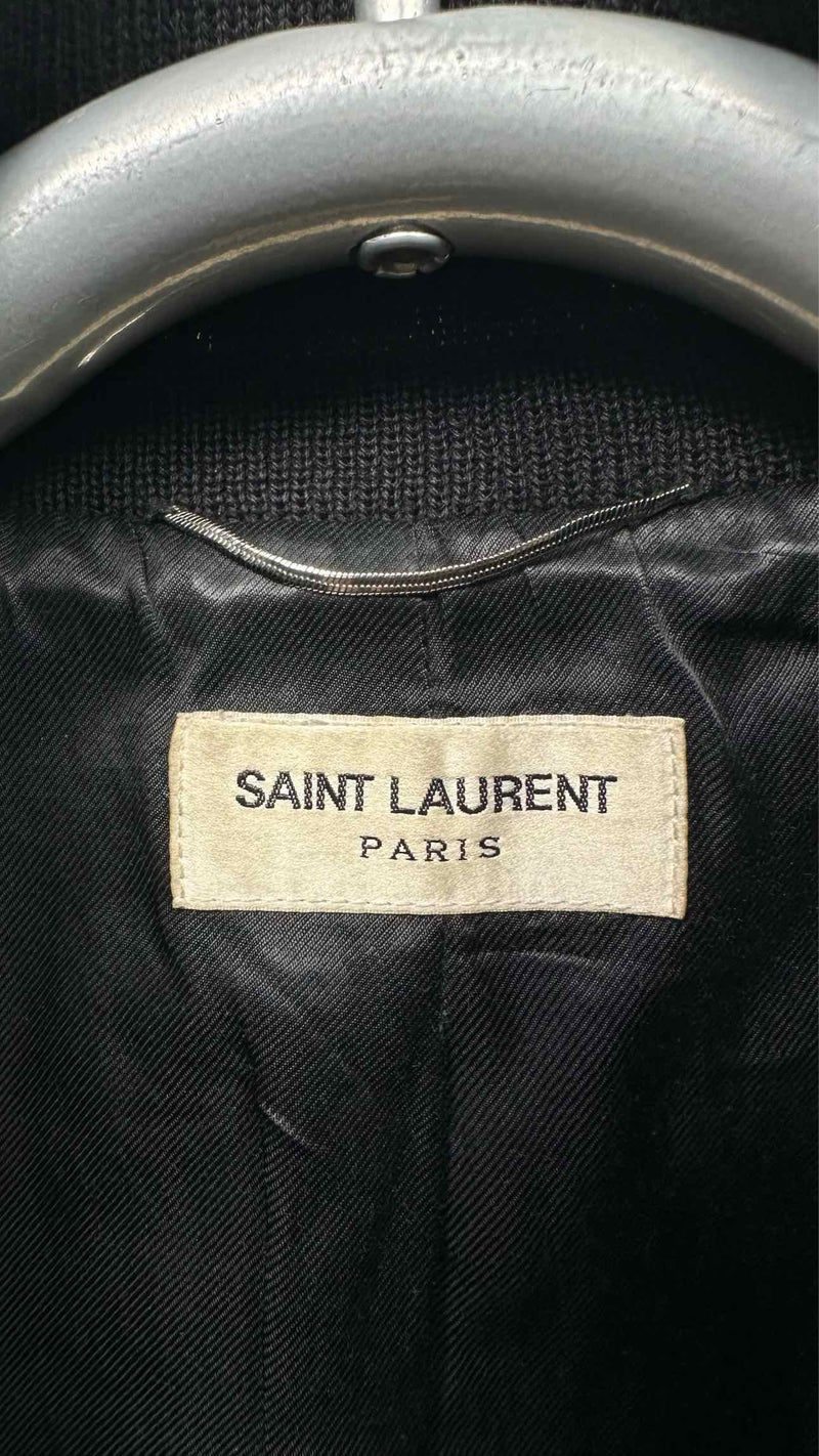Saint Laurent Leather-trim Teddy Varsity Jacket