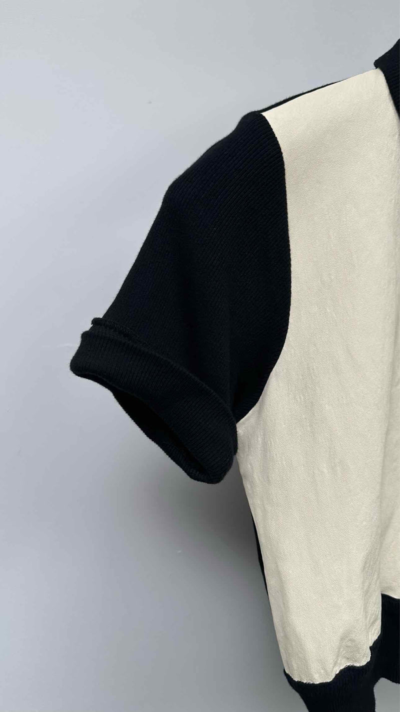 Orseund Iris S/S Front-leather Knit Top