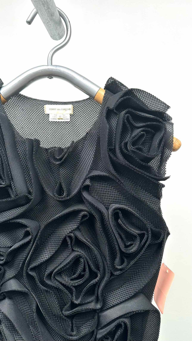 Comme Des Garcons N/S Mesh-Rose Side-Zip Top