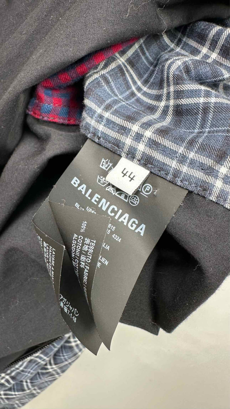 Balenciaga Plaid Color-Blocking Jacket