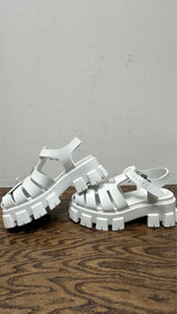 PRADA Soft Cage Blanco Sandals