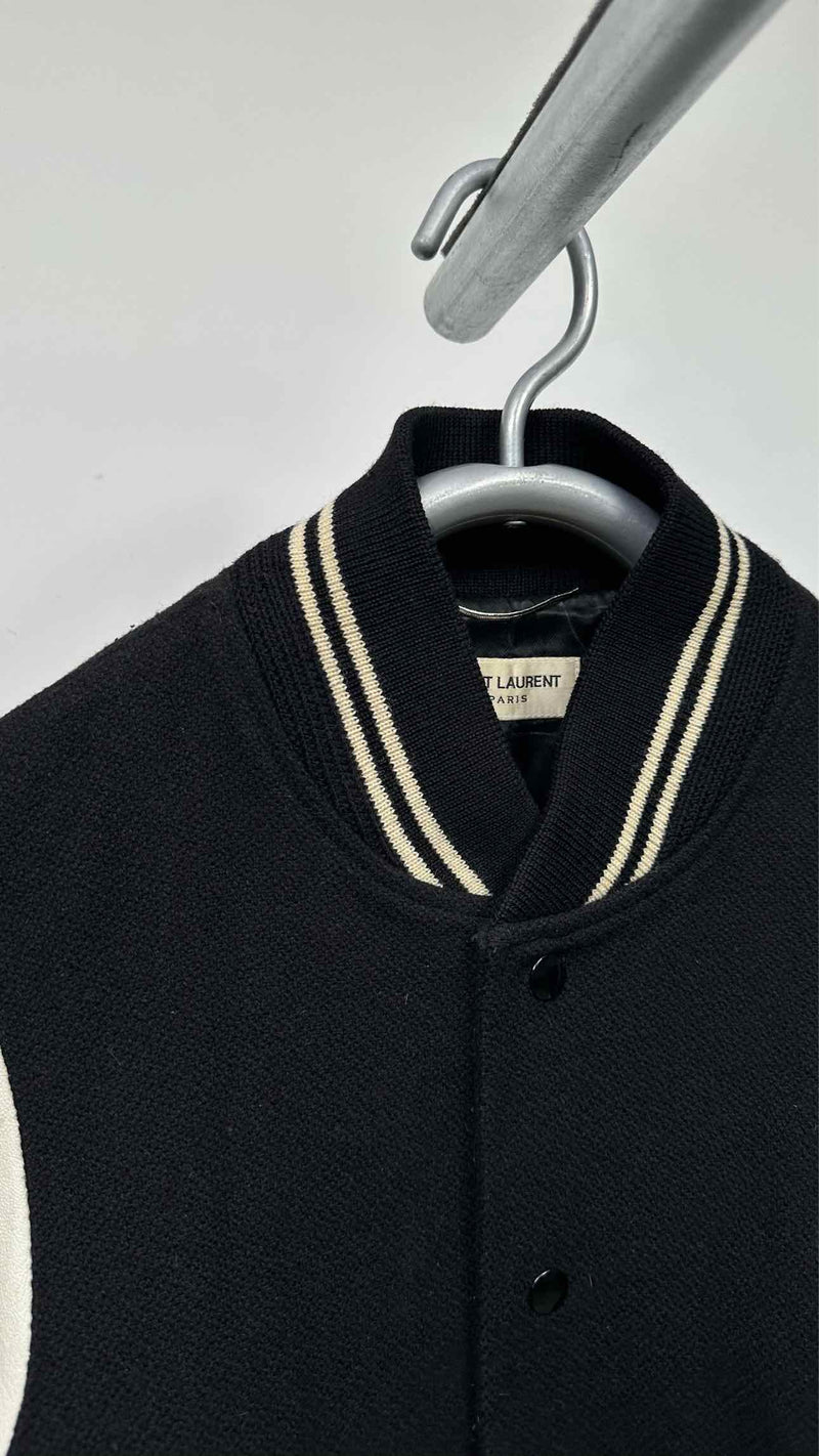 Saint Laurent Leather-trim Teddy Varsity Jacket