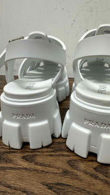 PRADA Soft Cage Blanco Sandals