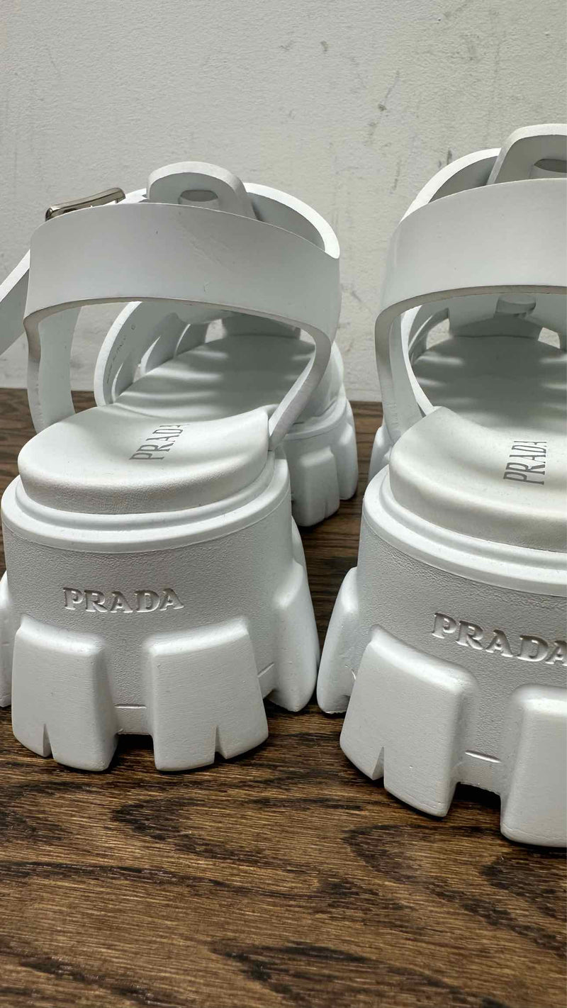 PRADA Soft Cage Blanco Sandals