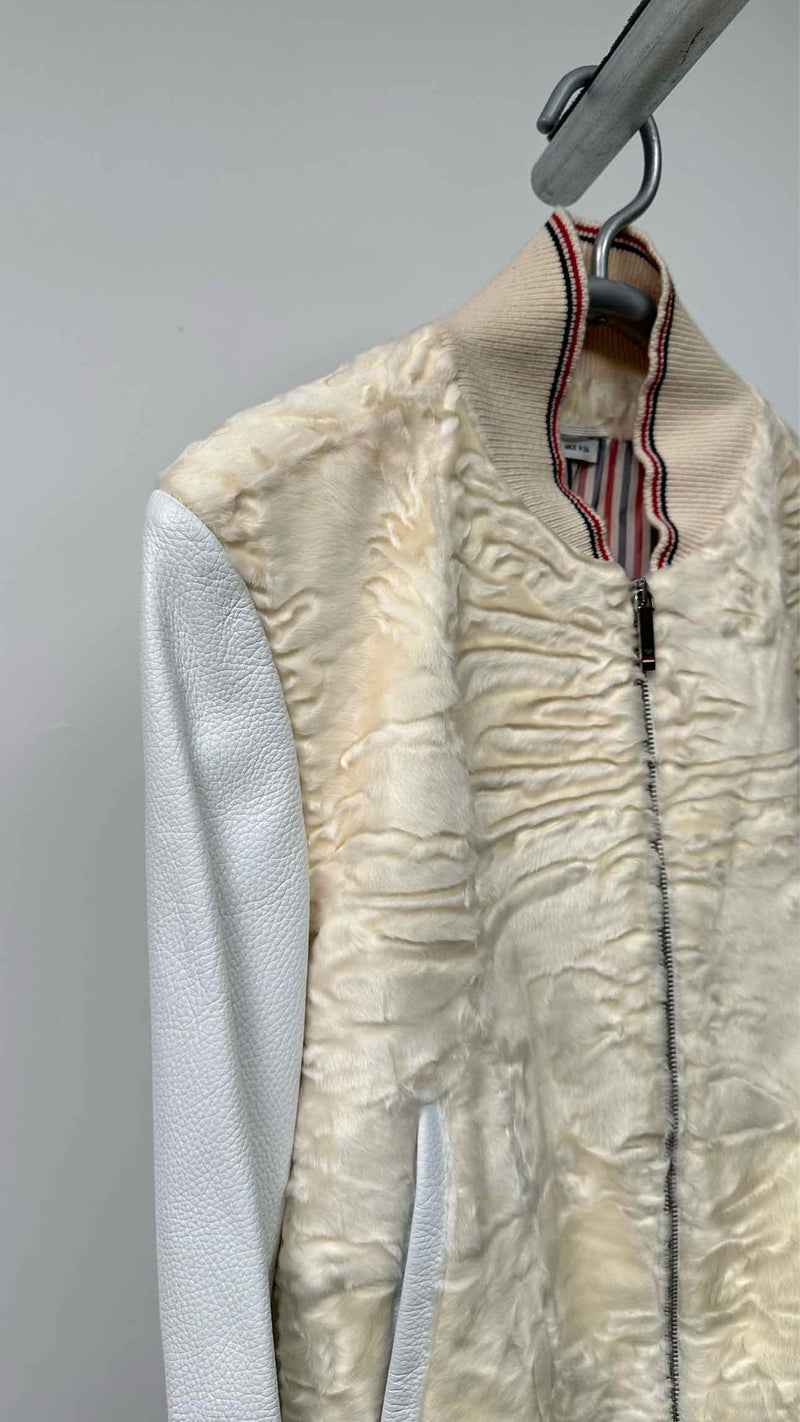 Thom Browne Karakul Letaher Varsity Jacket