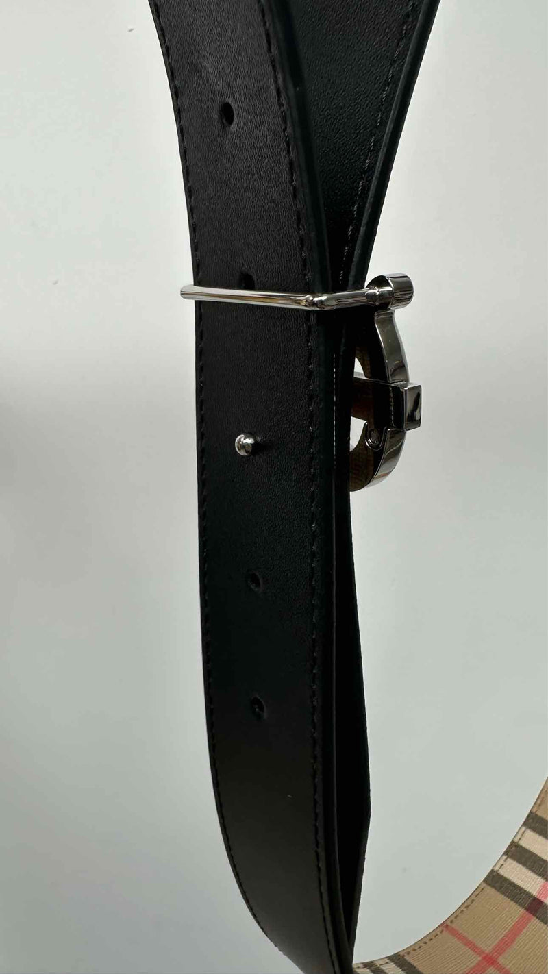 Burberry Reversible Plaid Leather Belt
