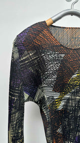 Pleats Please L/S Geometric Printed Pleated Top