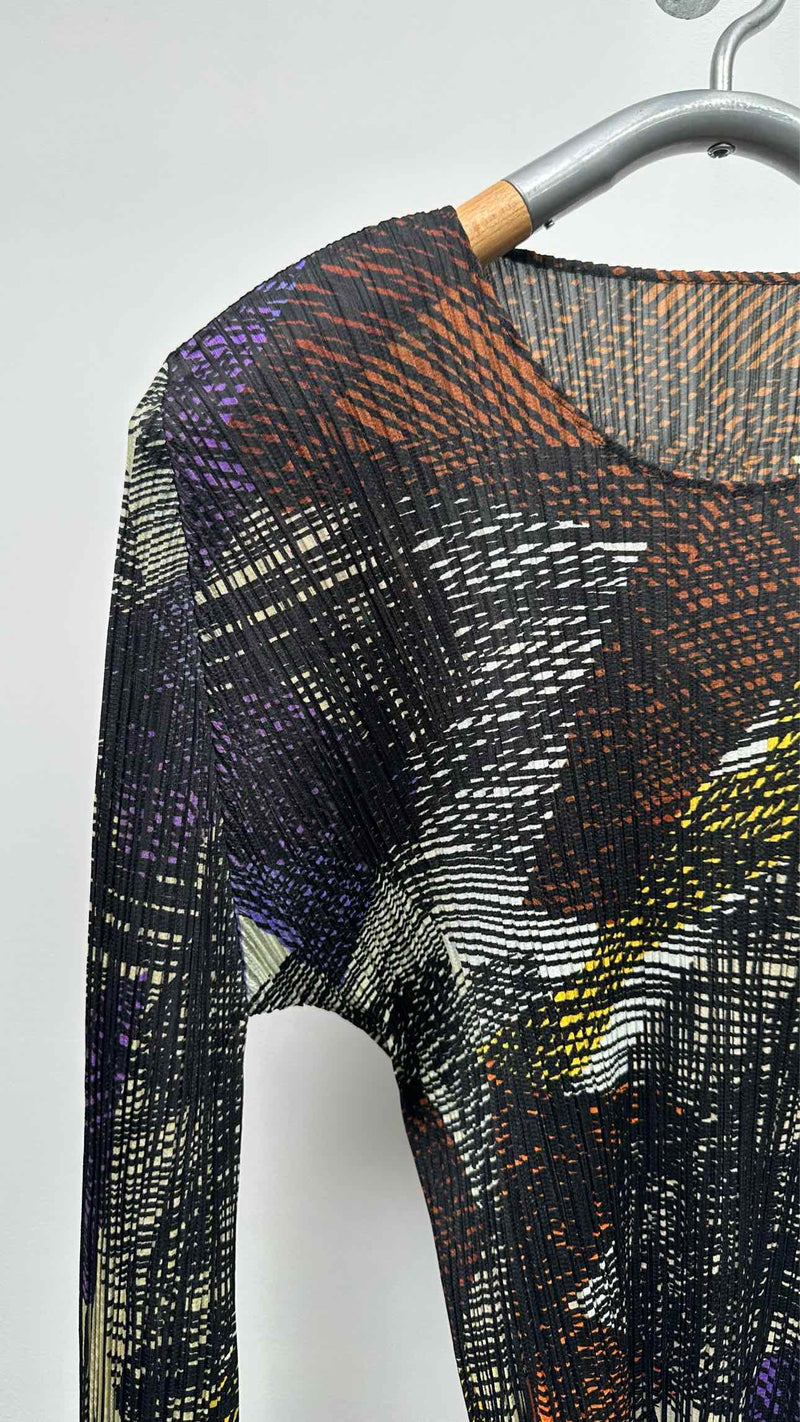 Pleats Please L/S Geometric Printed Pleated Top
