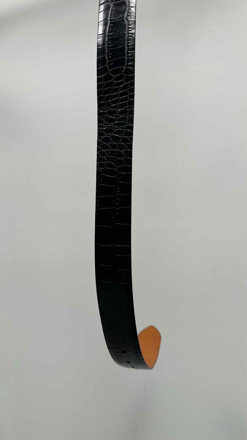 Burberry B-Buckle Croco-Embossed Leather Belt