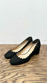 ChloÃ© Scalloped Trim Suede Pumps