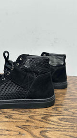 Chanel CC Logo Suede Mesh High-Top Sneakers