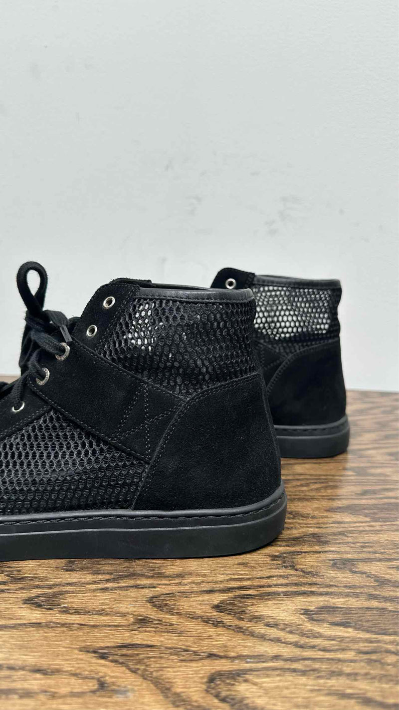 Chanel CC Logo Suede Mesh High-Top Sneakers