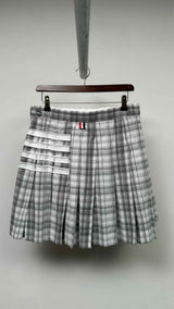 Thom Browne Pleated Asymmetrical Plaid Mini Skirt