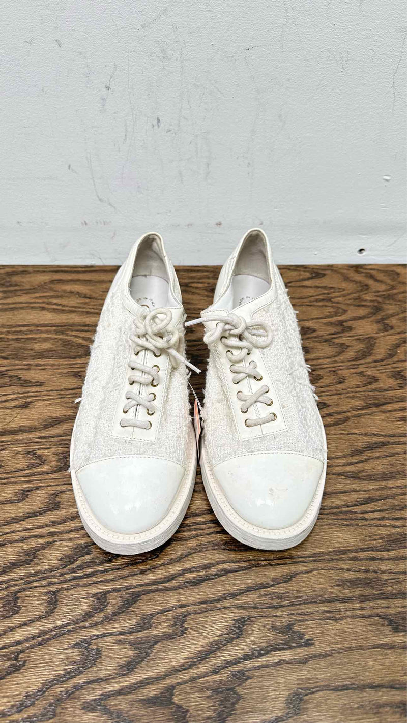 Chanel Tweed Patent Leather Sneakers