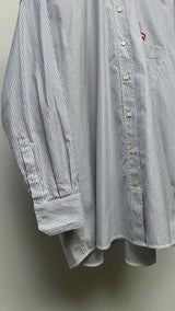 Victoria Beckham L/S Oversized Initial Stripe Embroidered Shirt