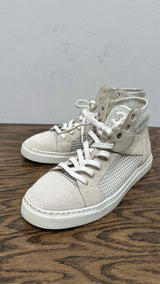 Chanel CC Logo Suede Mesh High-Top Sneakers