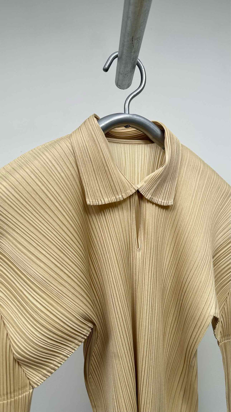 Pleats Please L/S Pleated Polo Shirt