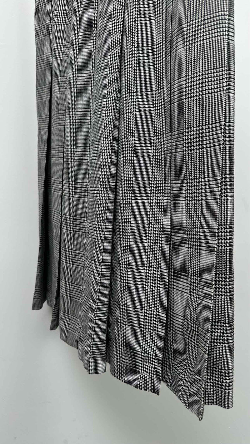 Comme des Garcons Black Houndstooth Pleated Long Skirt