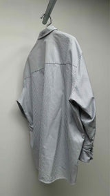Victoria Beckham L/S Oversized Initial Stripe Embroidered Shirt
