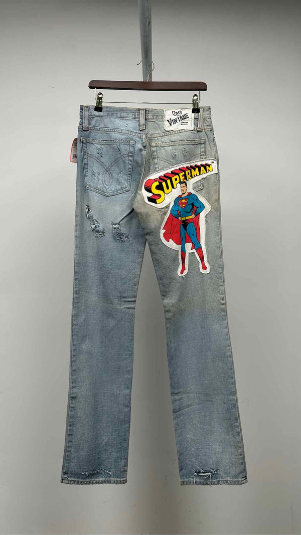 Dolce & Gabbana X DC Comics Distressed Superman Patch Jeans