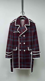 Thom Browne Double-Breats Plaid Trech Coat