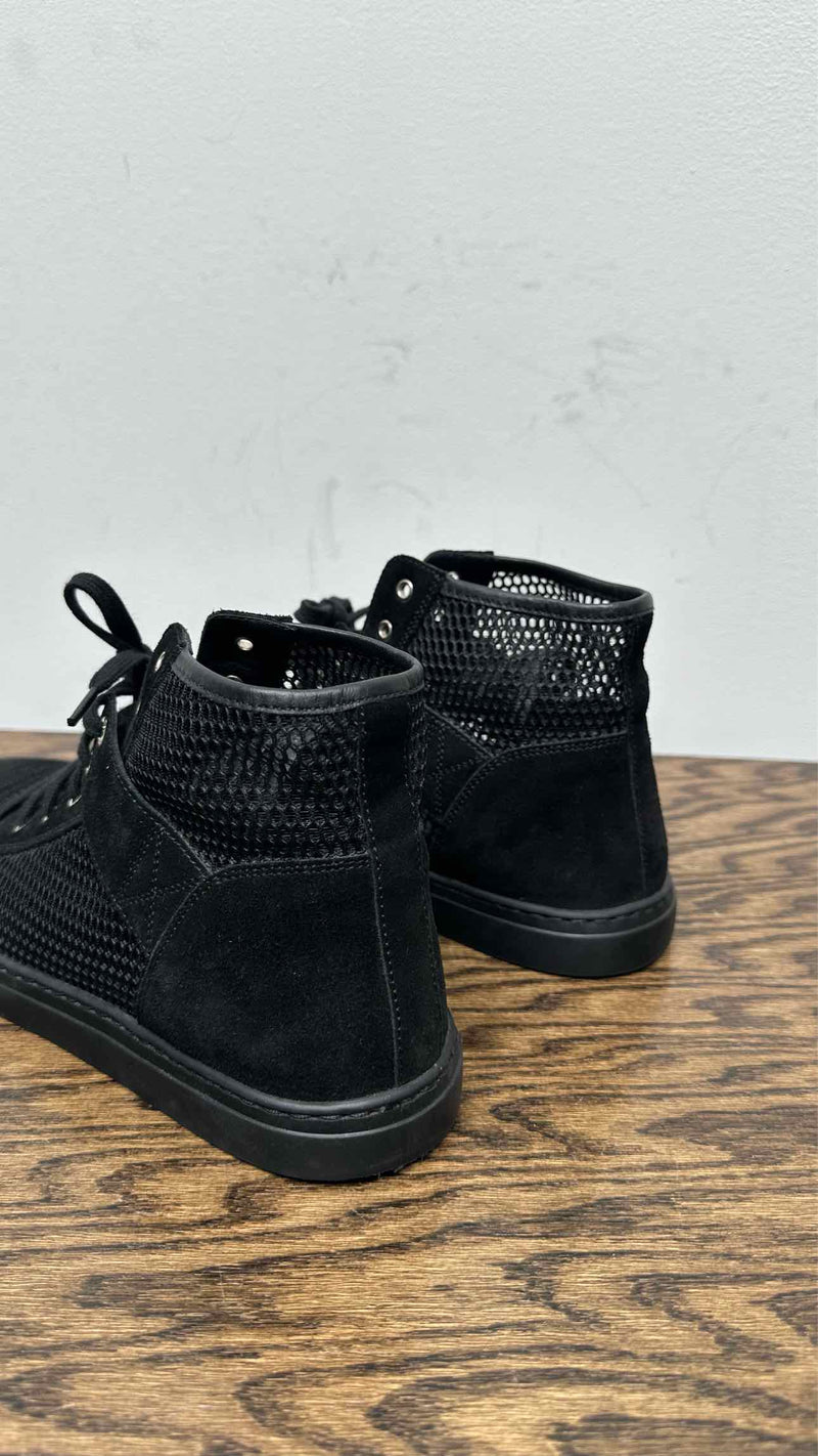 Chanel CC Logo Suede Mesh High-Top Sneakers