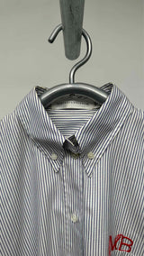 Victoria Beckham L/S Oversized Initial Stripe Embroidered Shirt