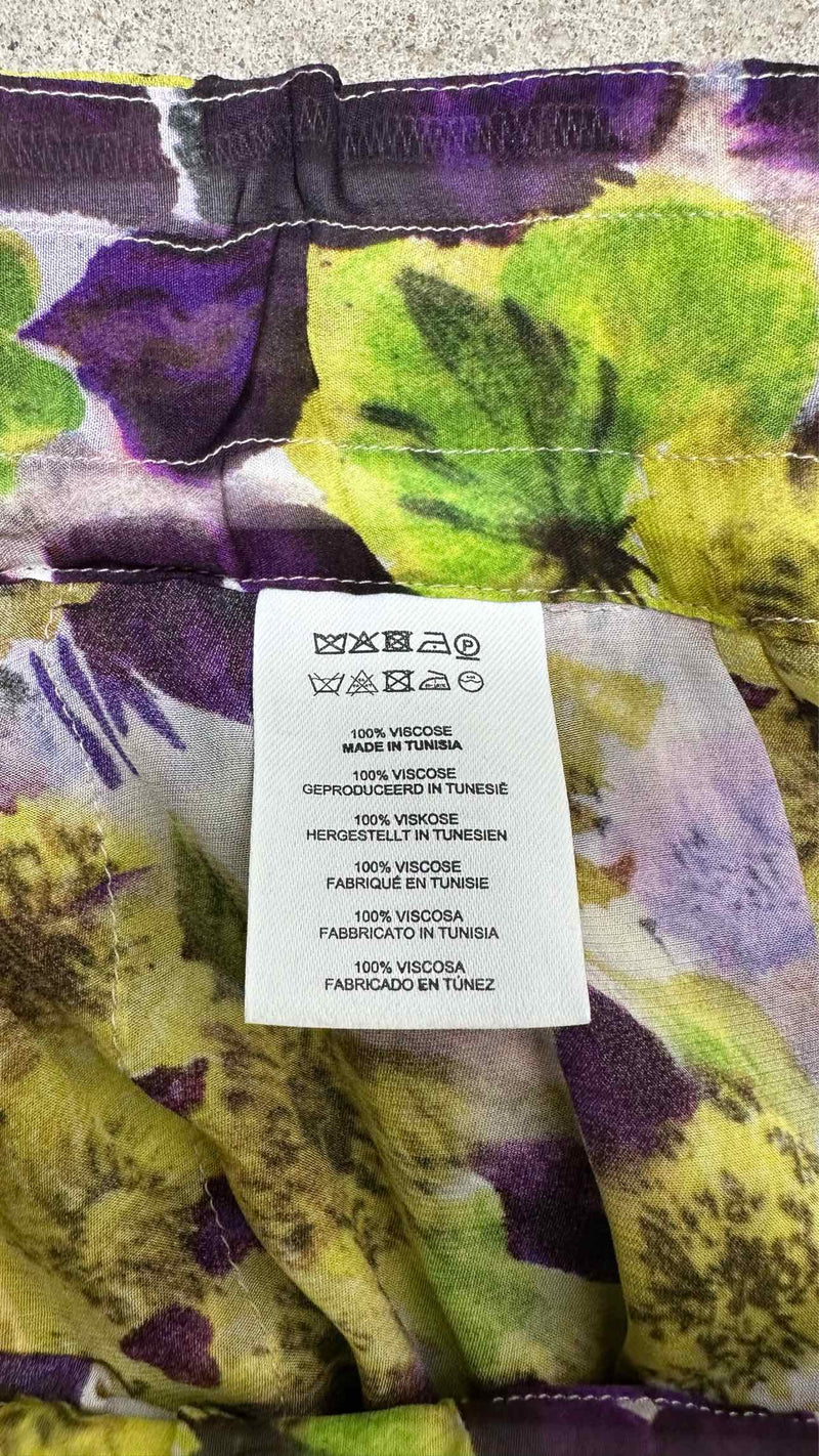 Dries Van Noten Floral Sheer Satin Wide Pants