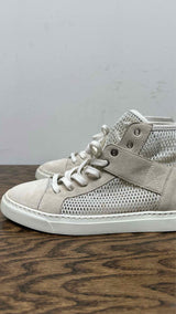 Chanel CC Logo Suede Mesh High-Top Sneakers