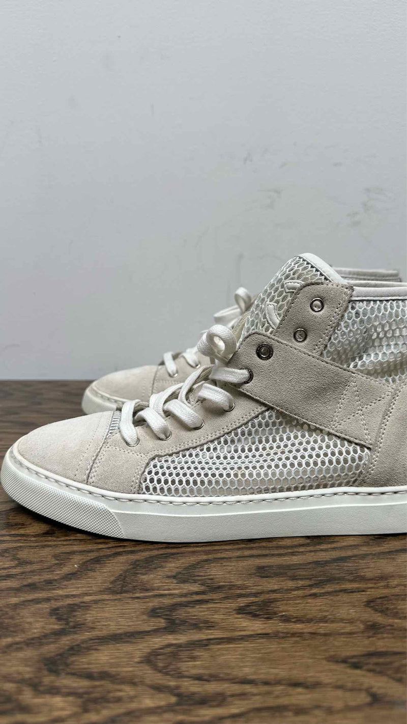 Chanel CC Logo Suede Mesh High-Top Sneakers