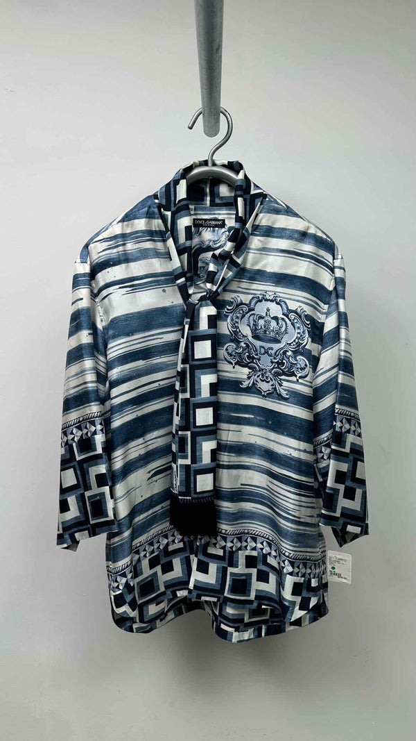 Dolce & Gabbana Half-sleeve Front-tie Printed Shirt
