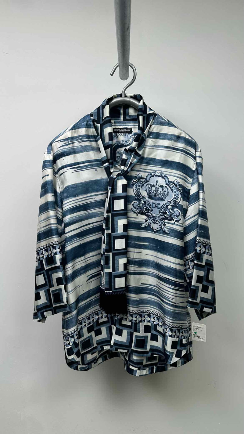 Dolce & Gabbana Half-sleeve Front-tie Printed Shirt