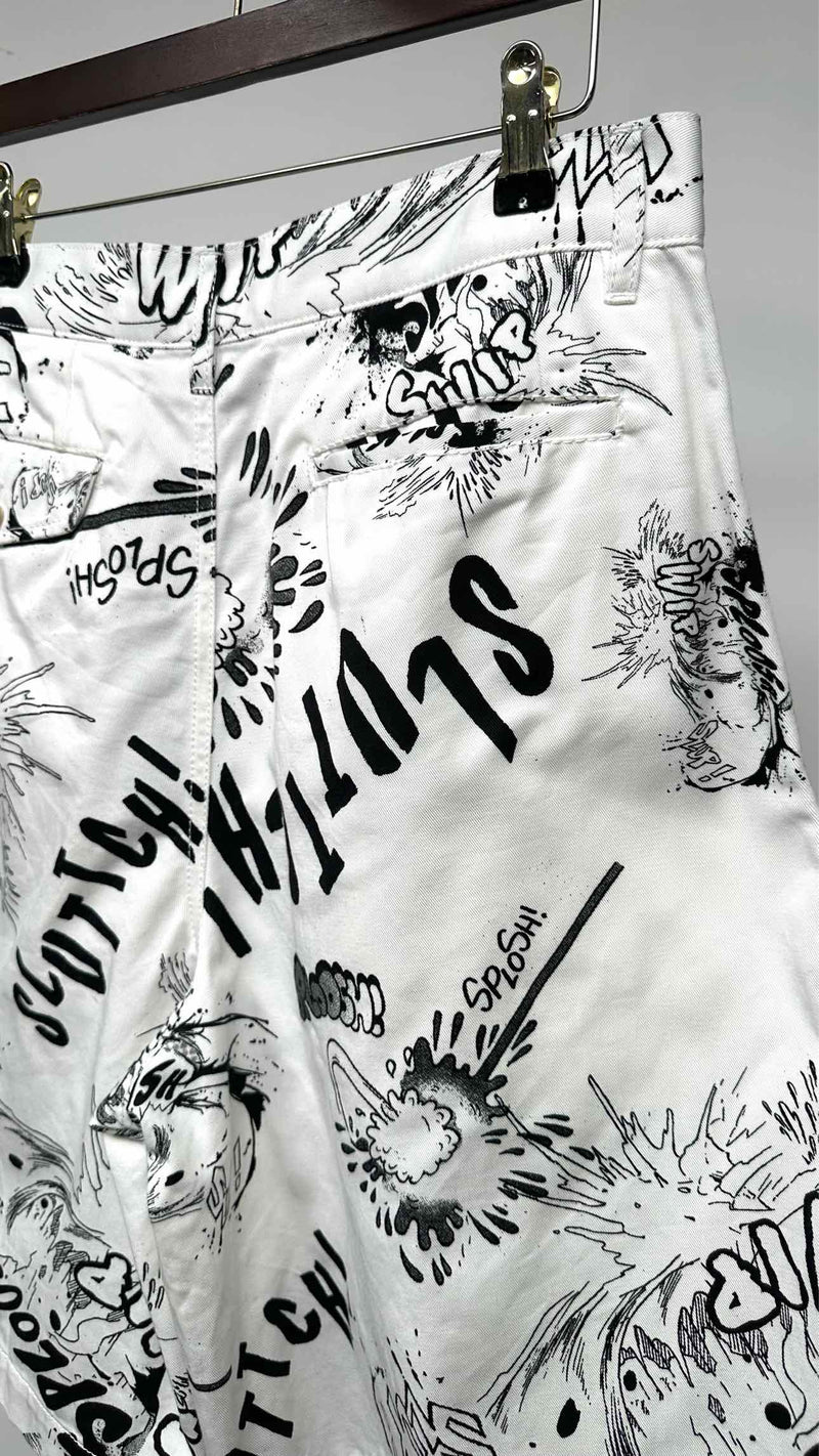 Comme Des Garçons Shirt Printed Wide Shorts