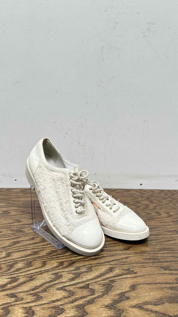 Chanel Tweed Patent Leather Sneakers